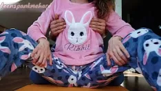 Play Stepbrother teasing small tits and wet pussy stepsister in pajamas